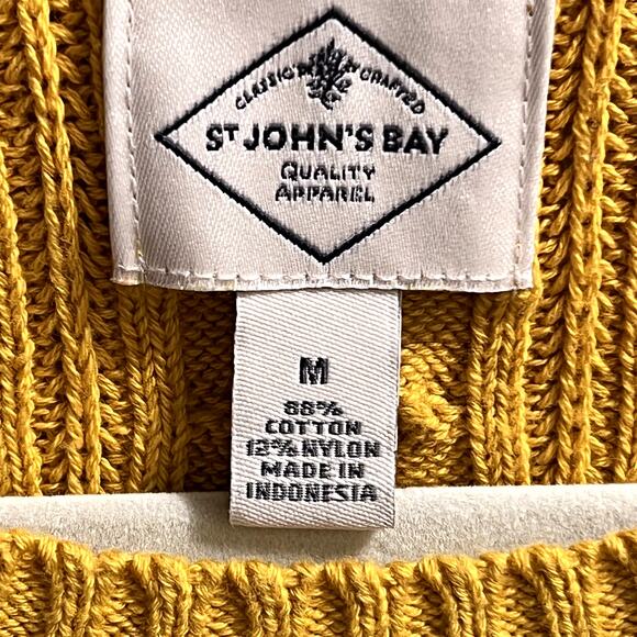 St. John’s Bay Cable Knit Pullover Sweater Long Sleeve Yellow Size M Warm Cozy - Picture 4 of 14